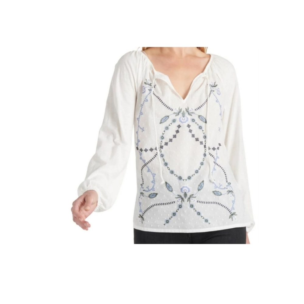 Lucky Brand Peasant Cotton Top Women's Size Large